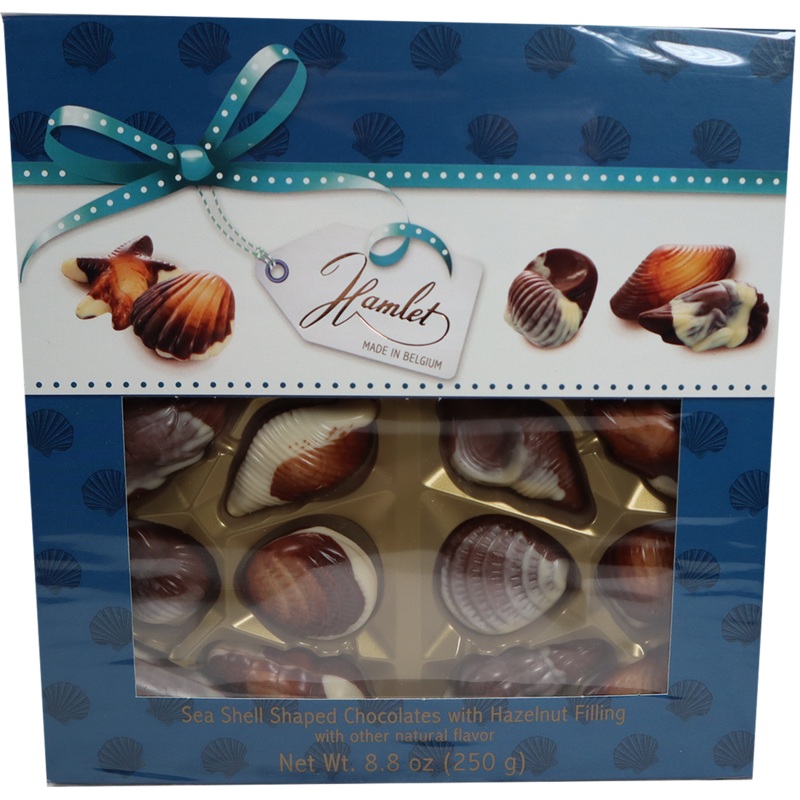 Chocolate Seashells with Hazelnut Filling Window Gift Box