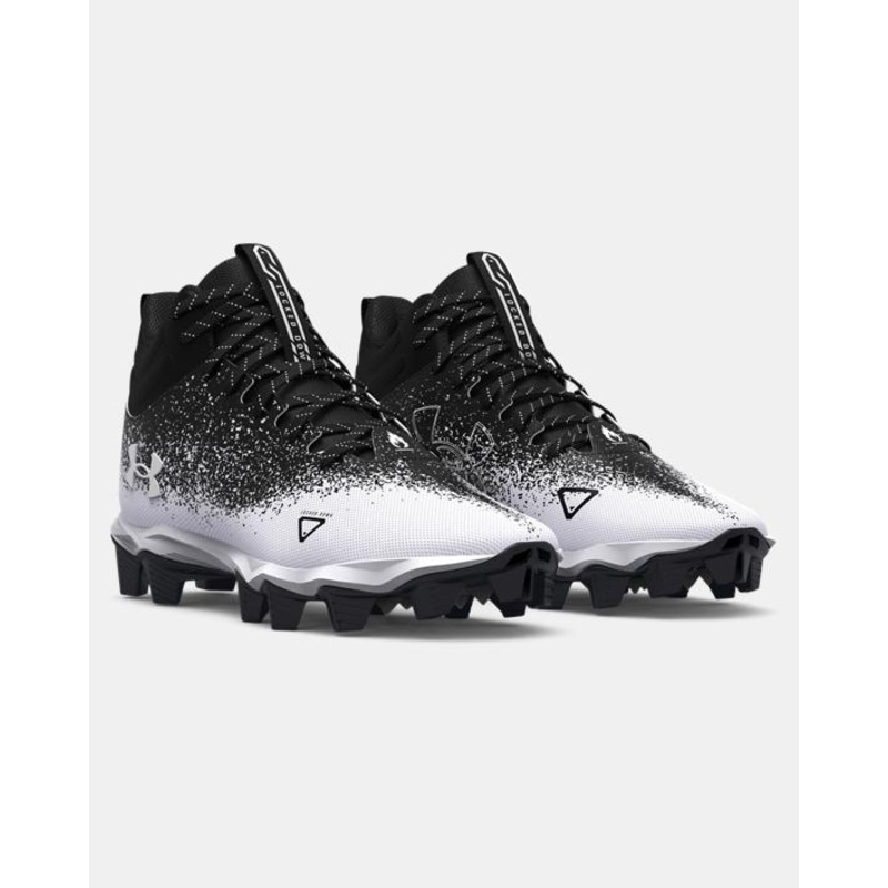 Kids’ UA Spotlight Franchise RM 2.0 Jr. Wide Football Cleat – Black/White