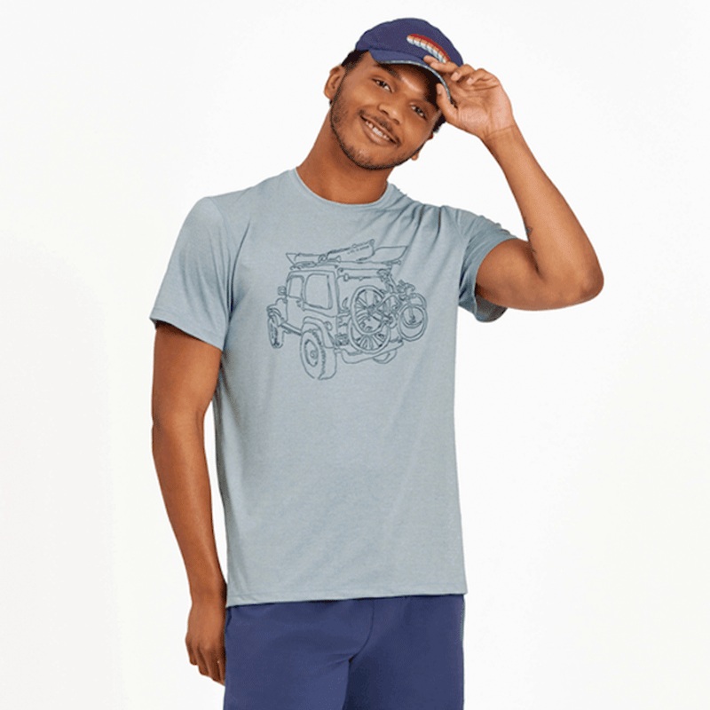 Men’s Off-Road Fun Active Tee|Smoky Blue|SM|MD|LG|XL|XXL