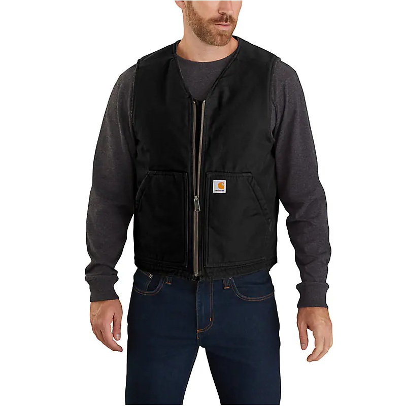 Men’s Relaxed Fit Washed Duck Sherpa-lined Vest