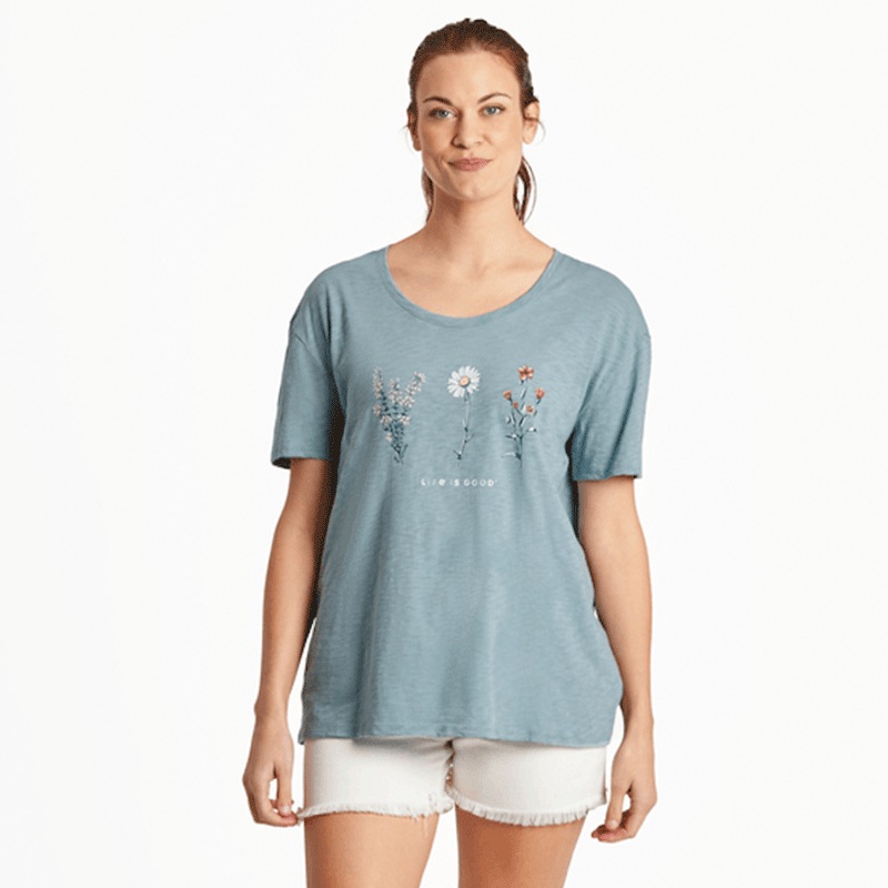 Women’s Detailed Wildflowers Relaxed Fit Slub Tee