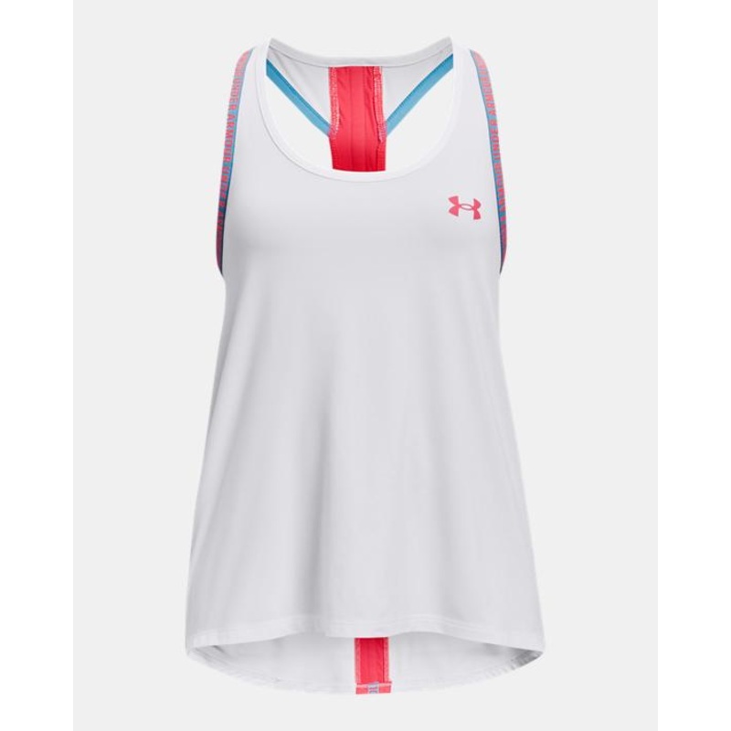 Girls’ Ua Knockout Tank|Wht/tonic/pink shock|YXS|YSM|YMD|YLG|YXL