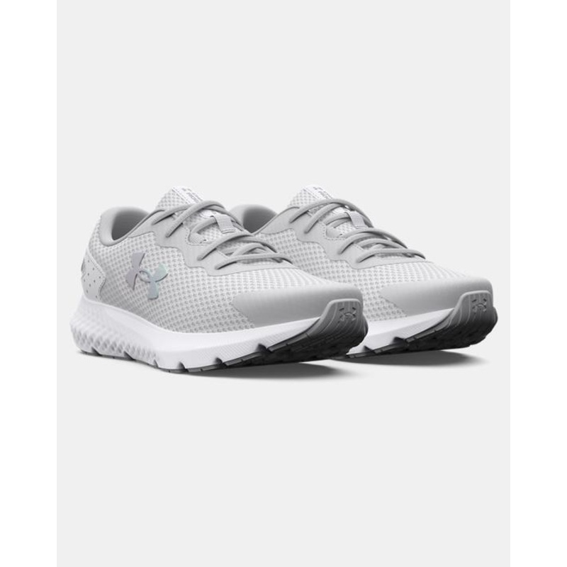Kids’ Grade School UA Charged Rogue 3 Running Shoe – Halo Gray/White/Iridescent