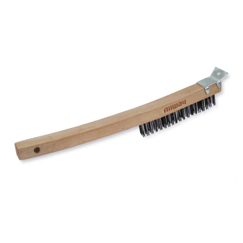 Long Wood Handle Wire Brush, Labelled