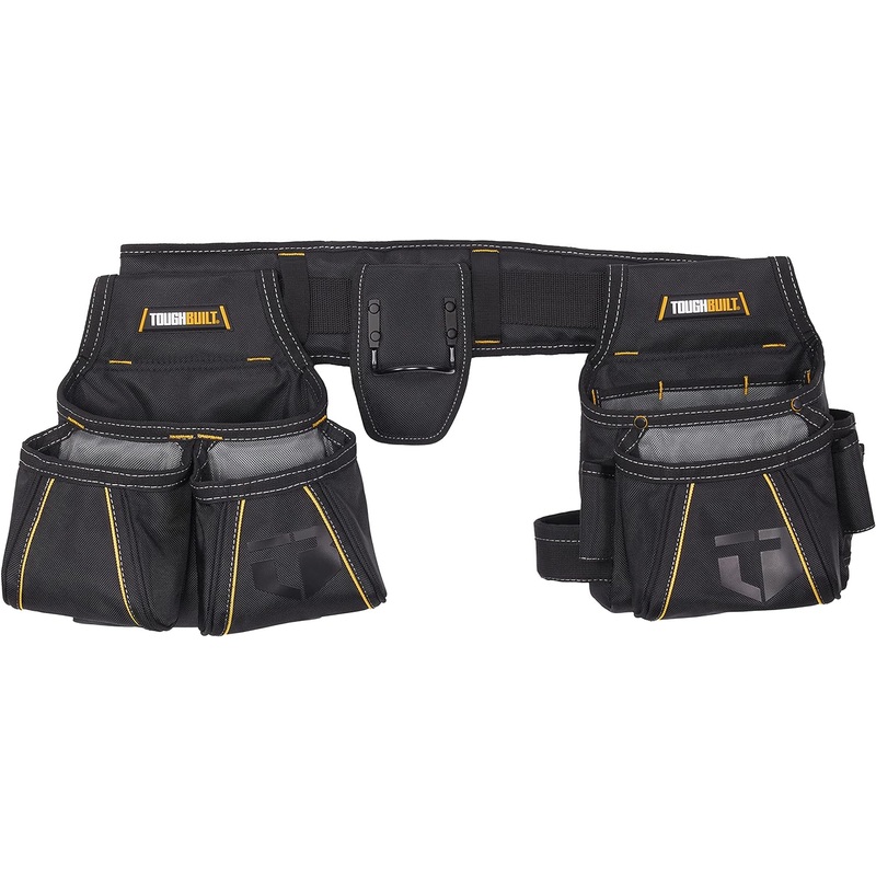 Carpenter Tool Belt with Pockets and 2 Hammer Holders