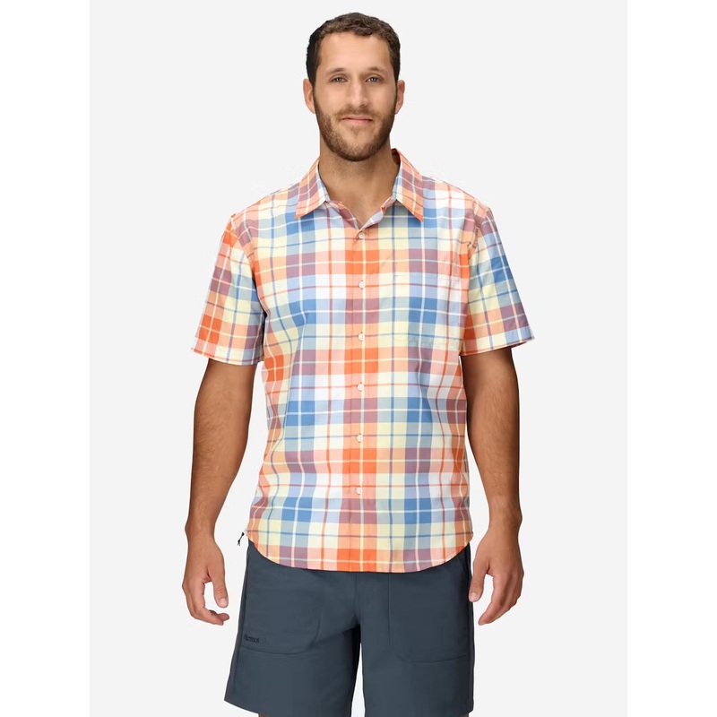 Men’s AirExchange Novelty Short Sleeve Collared Shirt UPF 40 – Pomelo Wayland Plaid