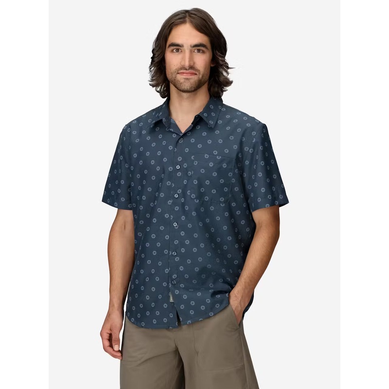 Men’s AirExchange Novelty Short Sleeve Collared Shirt UPF 40 – Thunderhead Daybreak