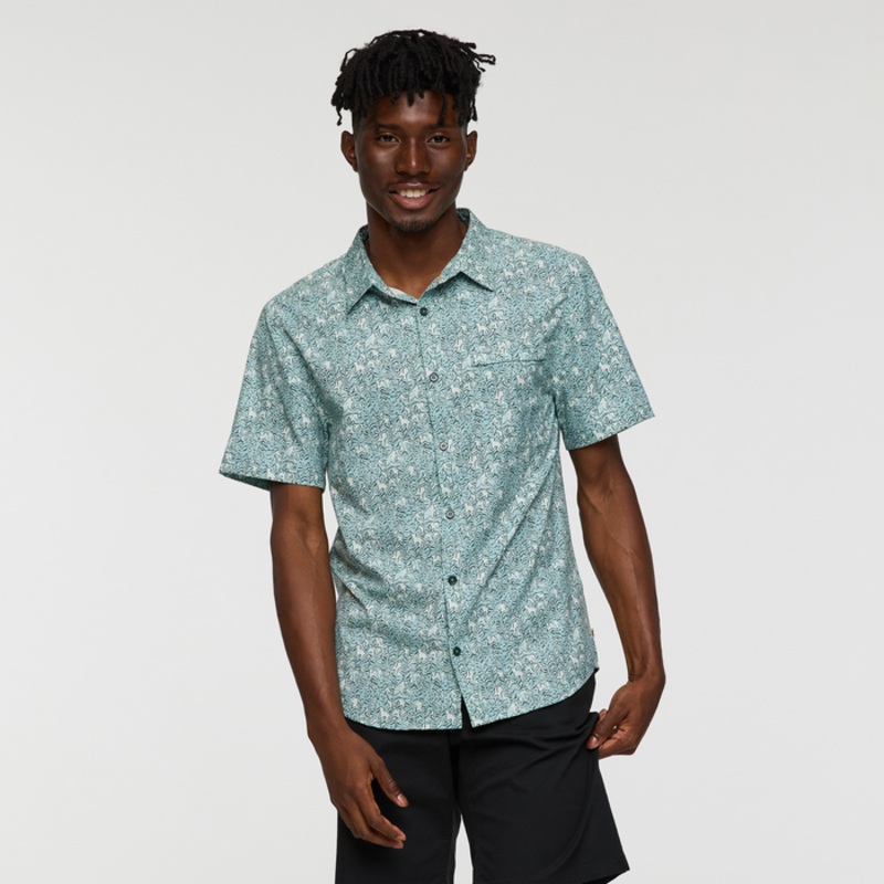 Men’s Cambio Button Up Shirt – Print – Seaweed Foam