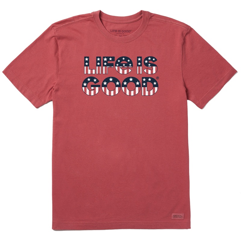 Men’s Life Is Good USA Short Sleeve Crusher-LITE Tee – Faded Red
