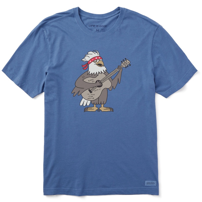 Men’s Rockin’ Eagle Short Sleeve Crusher Tee – Vintage Blue