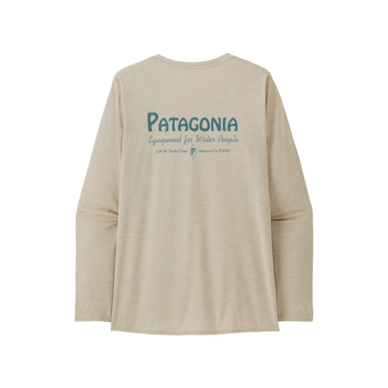 W’s Long Sleeve Capilene Cool Daily Graphic Shirt – Waters – Water People Banner / Pumice X-Dye
