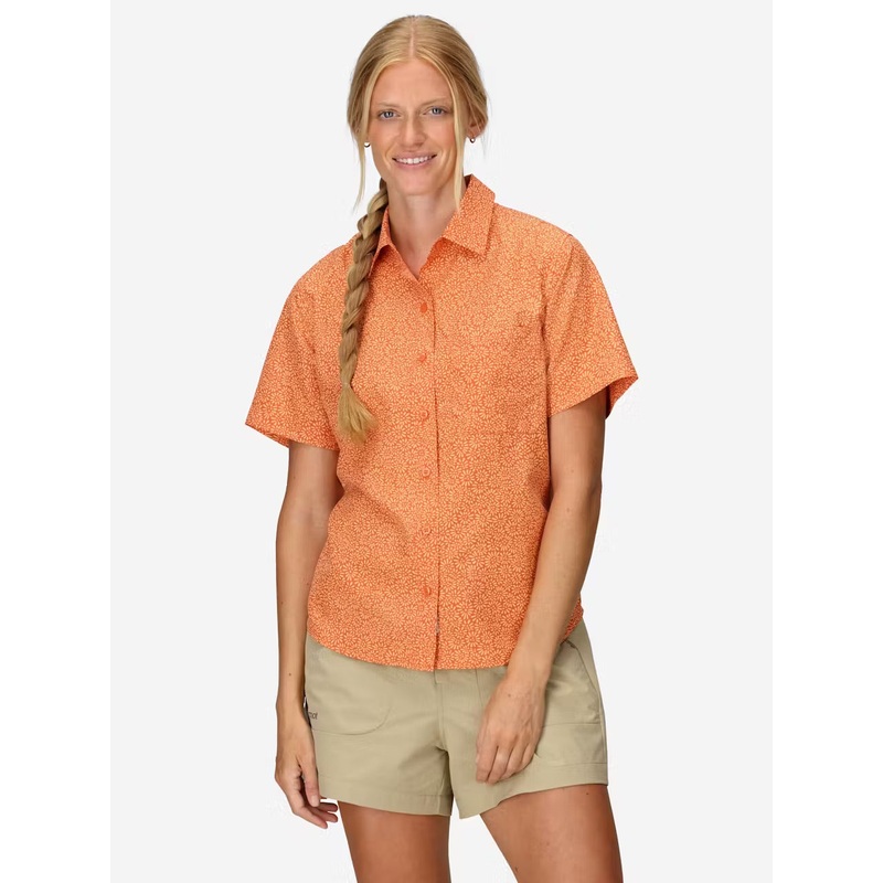 Women’s AirExchange Novelty Short Sleeve Collared Shirt UPF 40 – Pomelo Mini Bloom