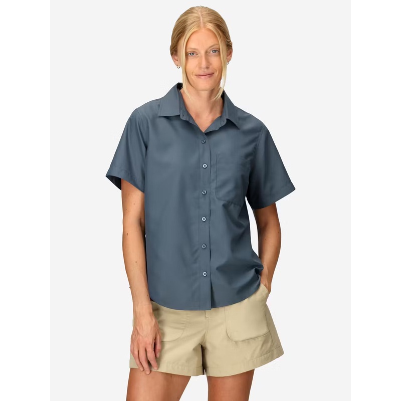 Women’s AirExchange Short Sleeve Collared Shirt UPF 40 – Thunderhead
