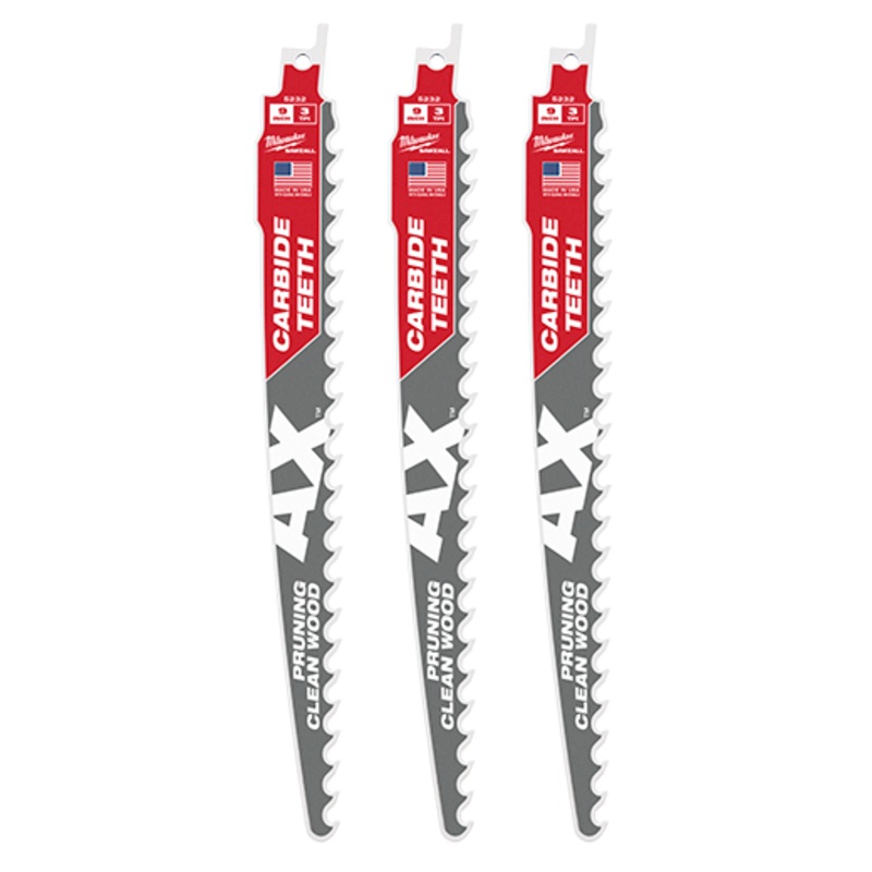 9 In. 3 Tpi The Ax With Carbide Teeth For Pruning & Clean Wood Sawzall Blade 3pk