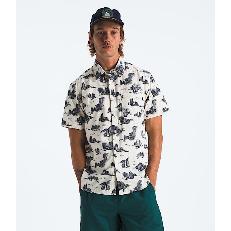 Mens Short Sleeve Baytrail Pattern Shirt – White Dune Yosemite Toile Print