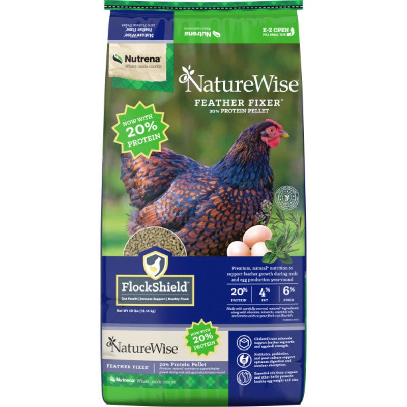 Naturewise 20% Protein Feather Fixer Pellet Poultry Feed 40 Lbs