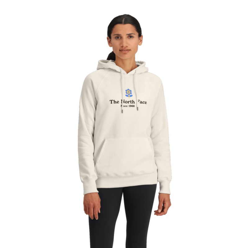 Women’s Strange Colorful World Flower Graphic Hoodie – White Dune