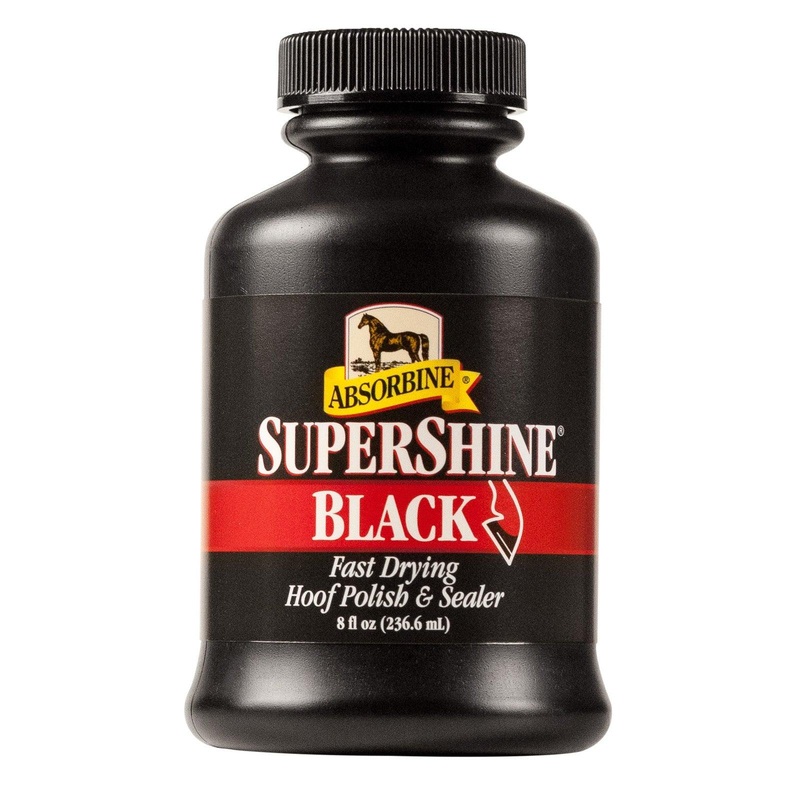 SuperShine Black Hoof Polish & Sealer with Brush – 8oz.