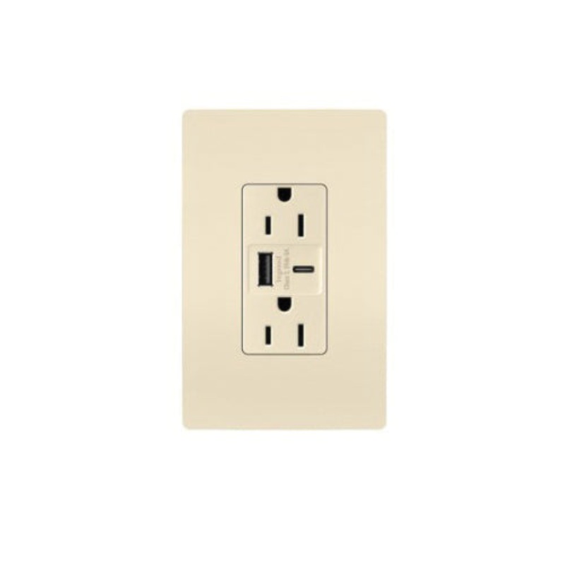 USB Outlet|Almond