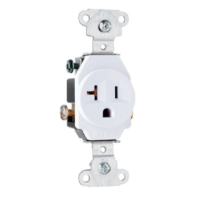 Heavy-Duty Single Receptacle|White|20A