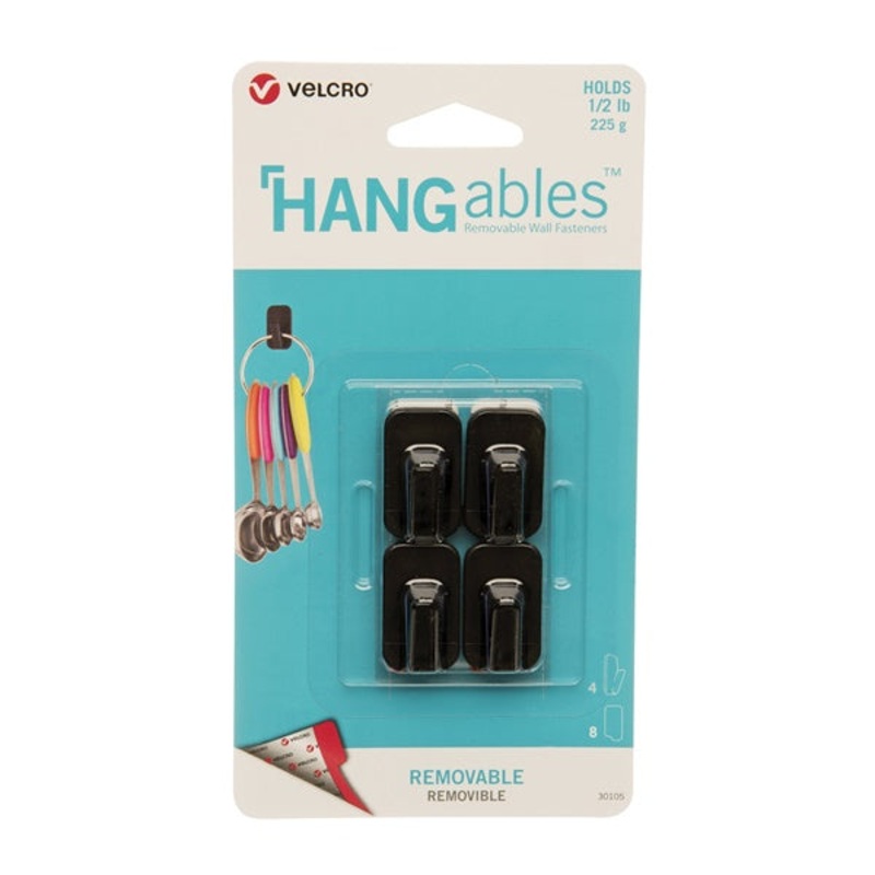 Removable Wall Hook|Black|4CT