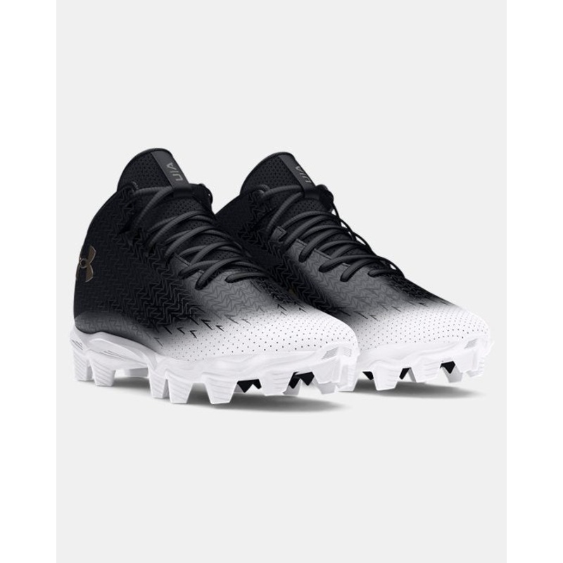 Men’s UA Spotlight Franchise 4.0 RM Football Cleat – Black/White/Metallic Gun Metal