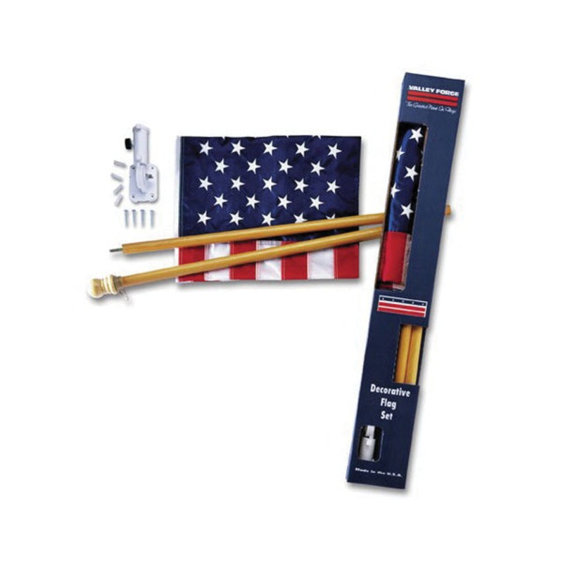 US Flag Kit with Wood Pole|3FT_X_5FT