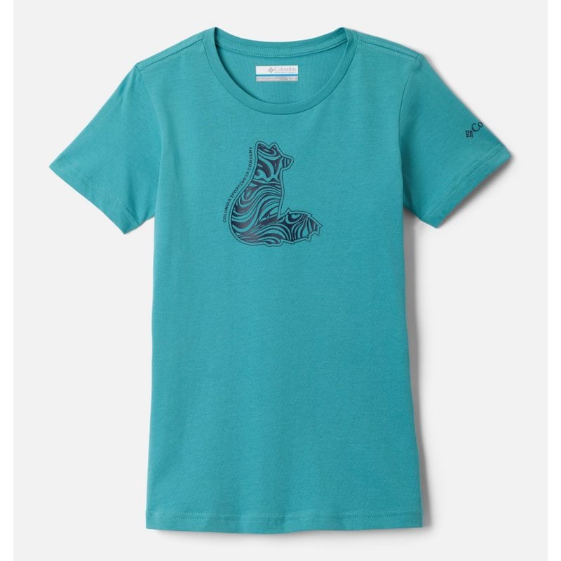 Girls’ Mission Lake Short Sleeve Graphic T-Shirt – Teal / Foxy Swirl