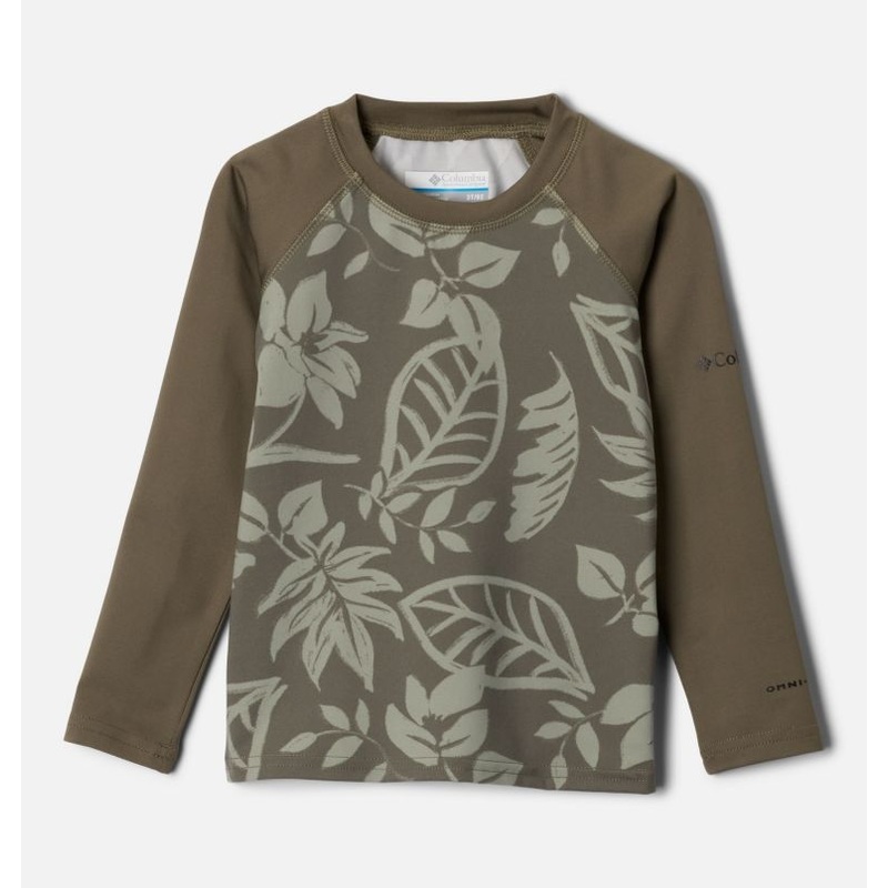 Kids’ Toddler Sandy Shores Printed Long Sleeve Sunguard Shirt – Stone Green Pasteled Tonal / Stone Green