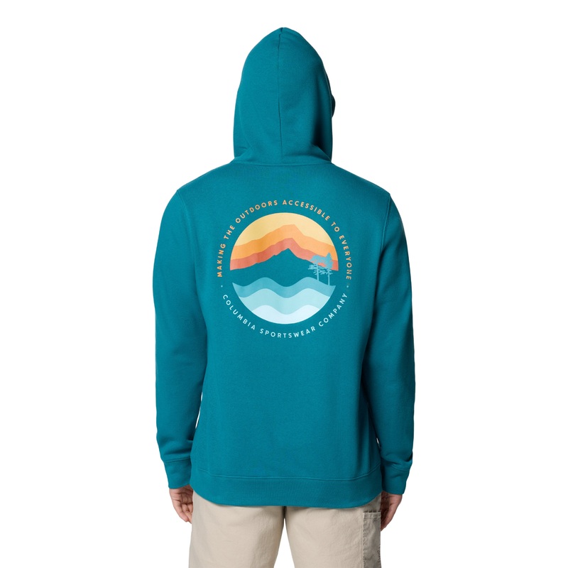 Men’s Columbia Trek Graphic Hoodie – River Blue / Circular Linescape