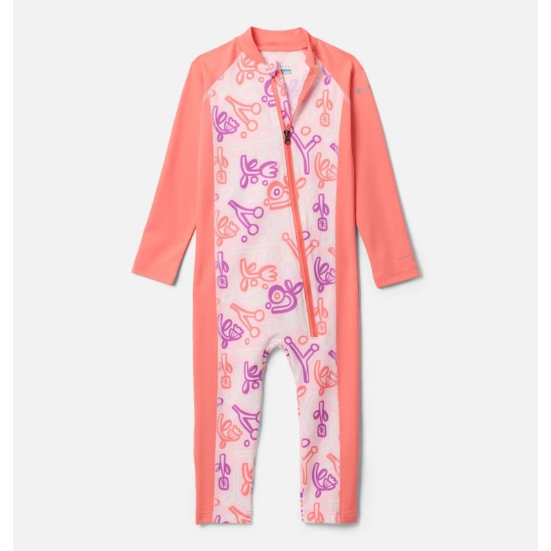Toddler Sandy Shores II Sunsuit – Satin Pink Marker Made / Hot Coral