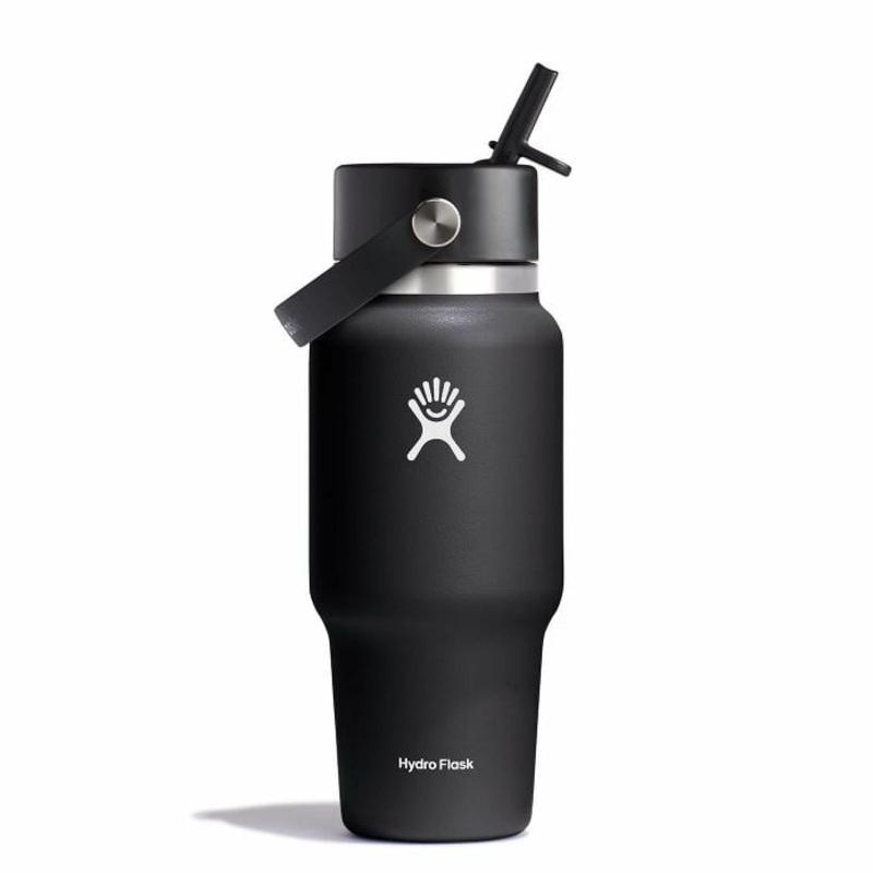 Wide Flex Straw Travel Bottle 24oz Black