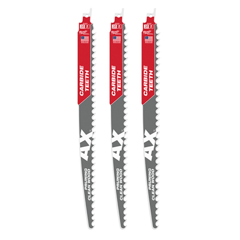 12 In. 3 Tpi The Ax With Carbide Teeth For Pruning & Clean Wood Sawzall Blade 3pk