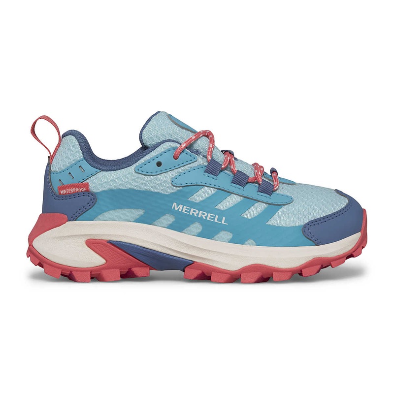 Big Kid’s Moab Speed 2 Low Waterproof Shoe – Turquoise/Coral
