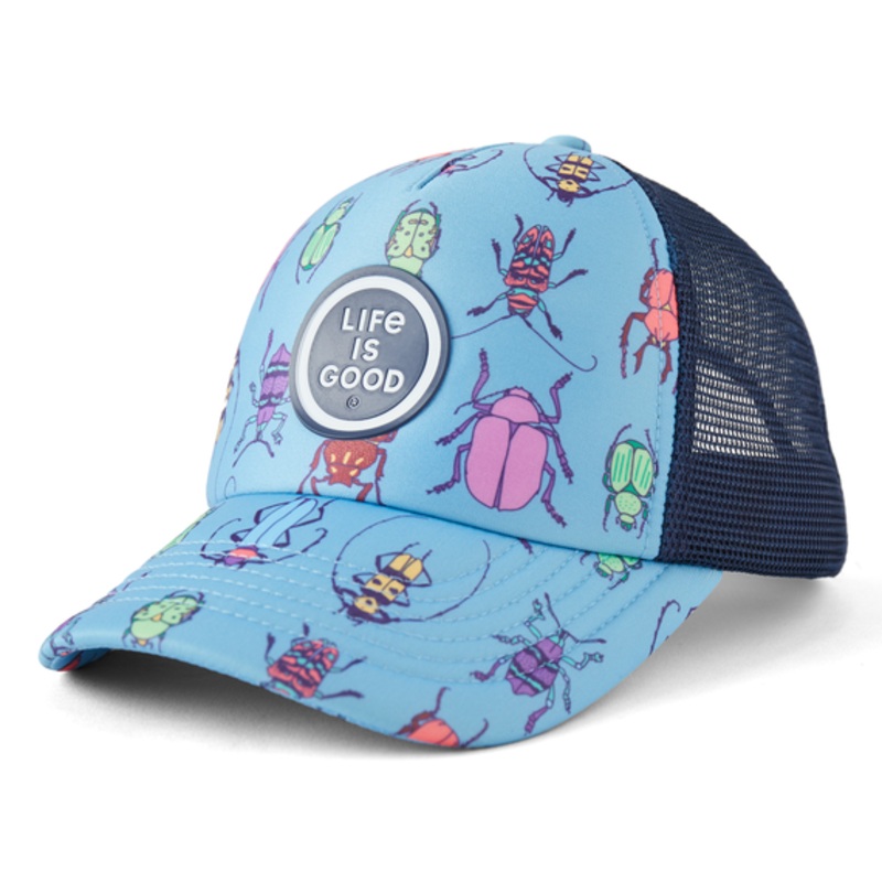Grid Bug Pattern Trucker Hat – Cool Blue