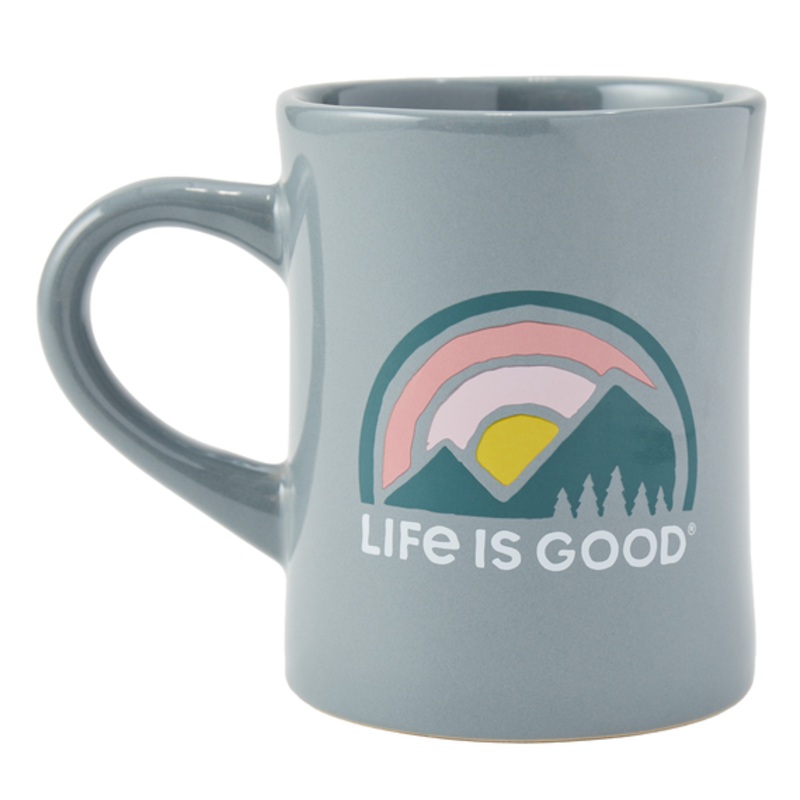 Life is Good Sunset Mountains Diner Mug – Stone Blue