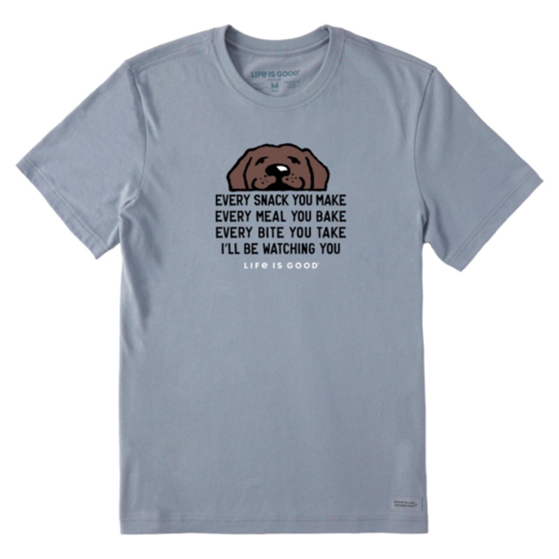 Men’s I’ll Be Watching You Chocolate Lab Short-Sleeve Tee – Stone Blue