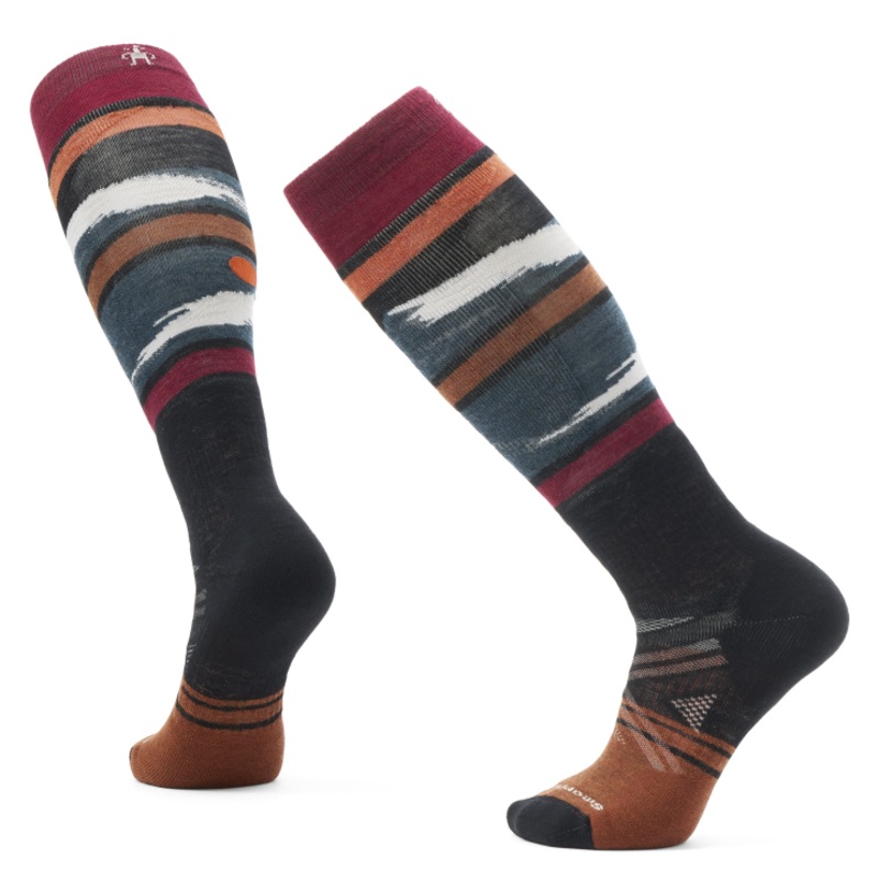 Ski Full Cushion Midnight Ski Pattern Over-the-Calf Sock – Black
