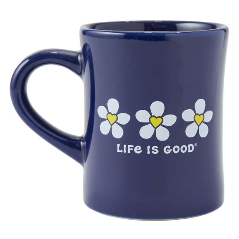 Three Heart Flowers Diner Mug – Darkest Blue