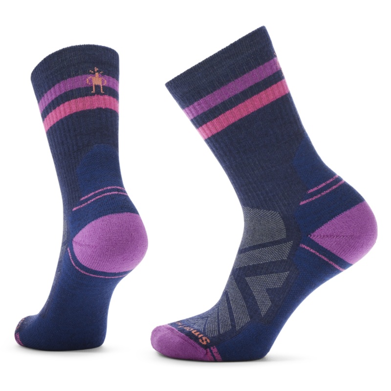 Women’s Hike Light Cushion Tube Stripe Crew Sock – Deep Navy/Power Pink