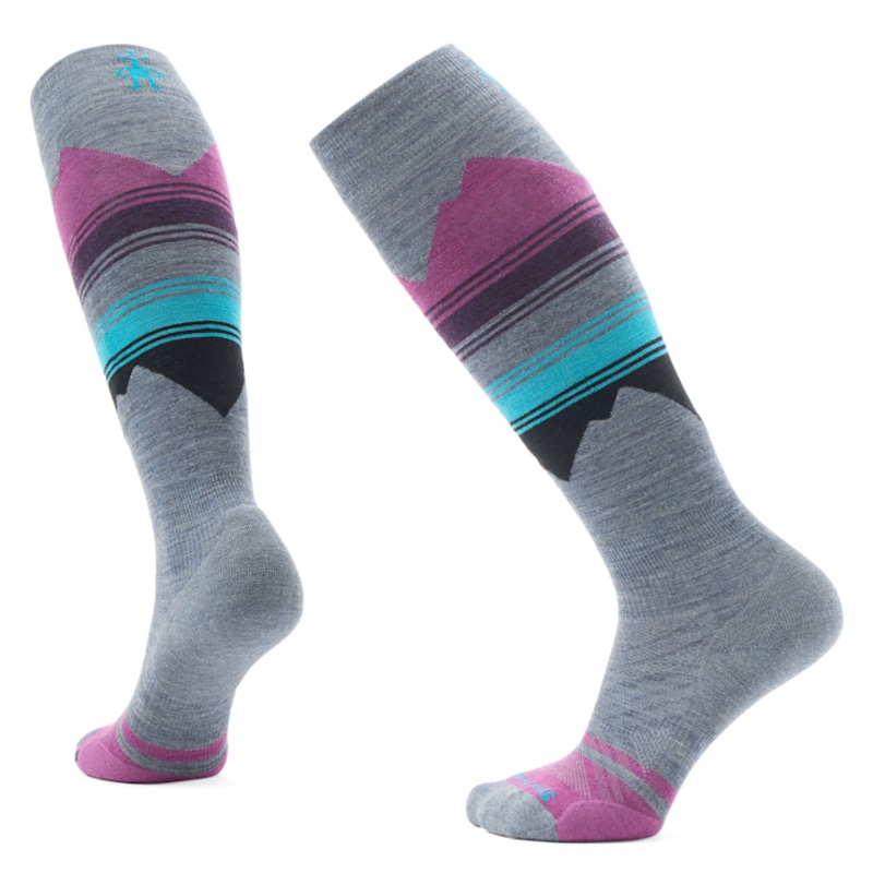 Women’s Ski Targeted Cushion Pattern Over-the-Calf Sock – Pewter Blue