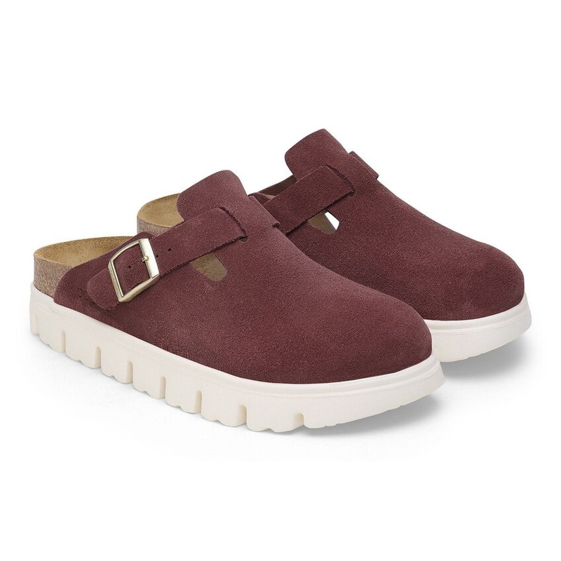 Boston Chunky Suede Leather Clog – Berry Crush