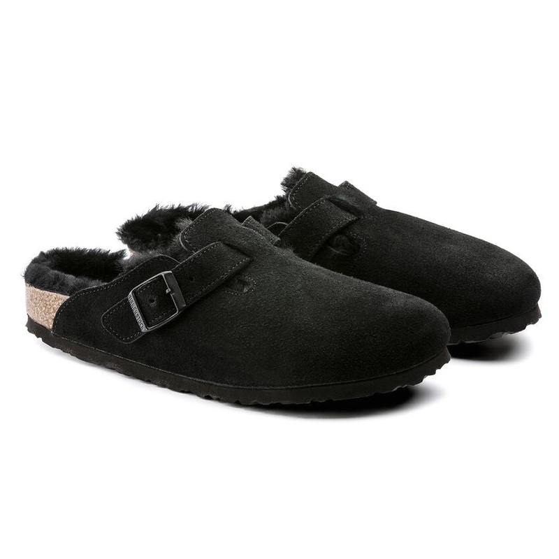 Boston Shearling Suede Leather Clog – Black