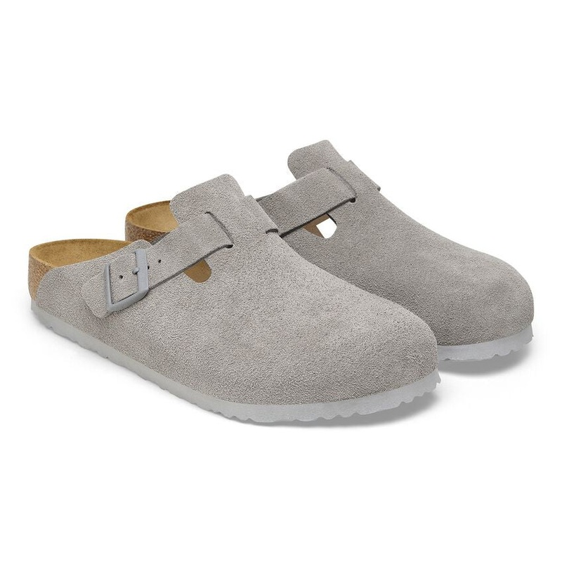 Boston Suede Leather Clog – Stone Coin