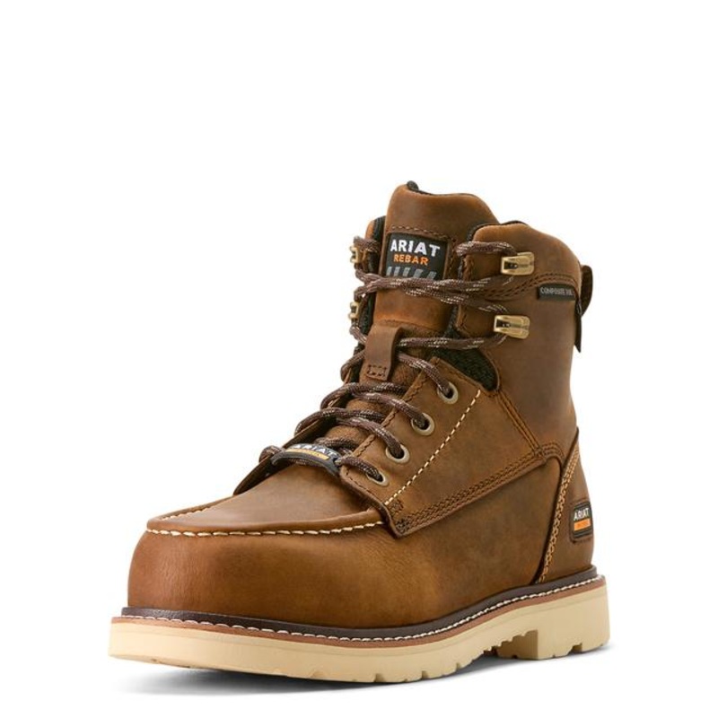 Women’s Rebar Lift Waterproof Composite Toe Work Boot – Distressed Brown
