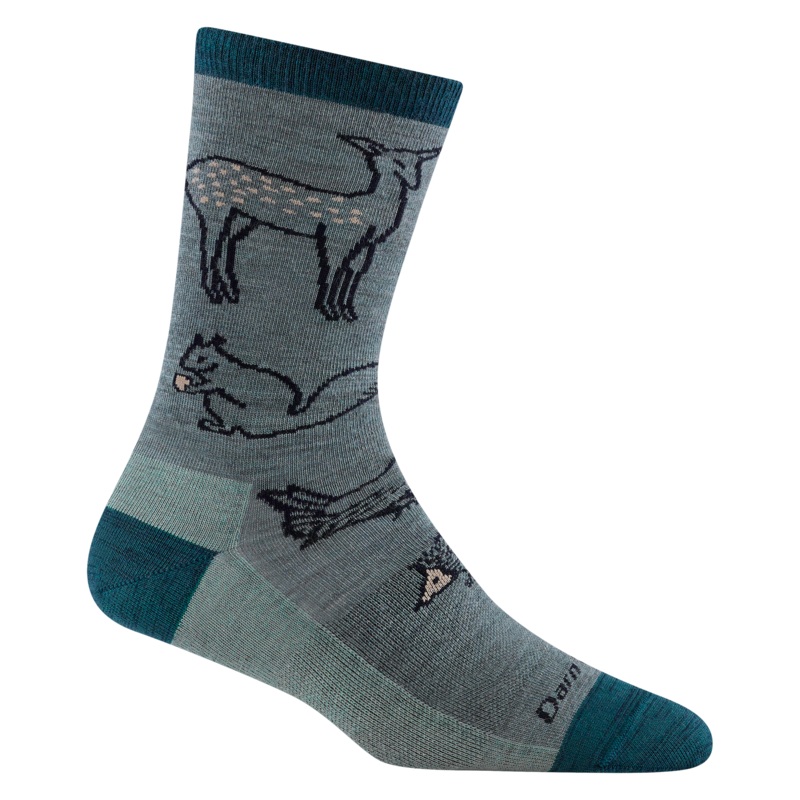 Women’s Woodland Creatures Crew Lightweight Sock – Seafoam