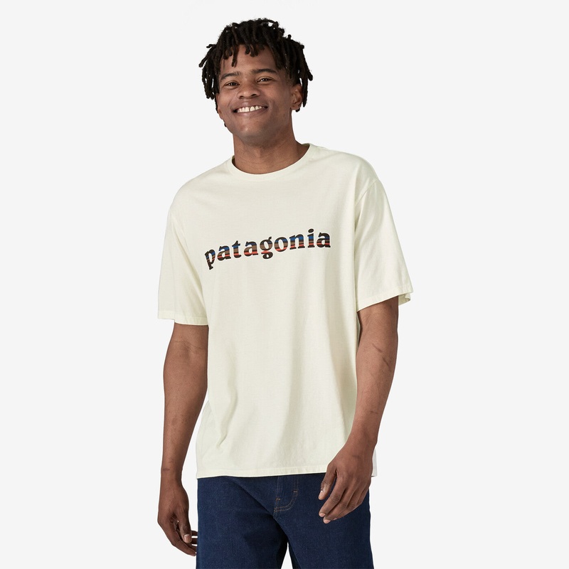 Men’s ’73 Text Logo Organic T-Shirt – Birch White