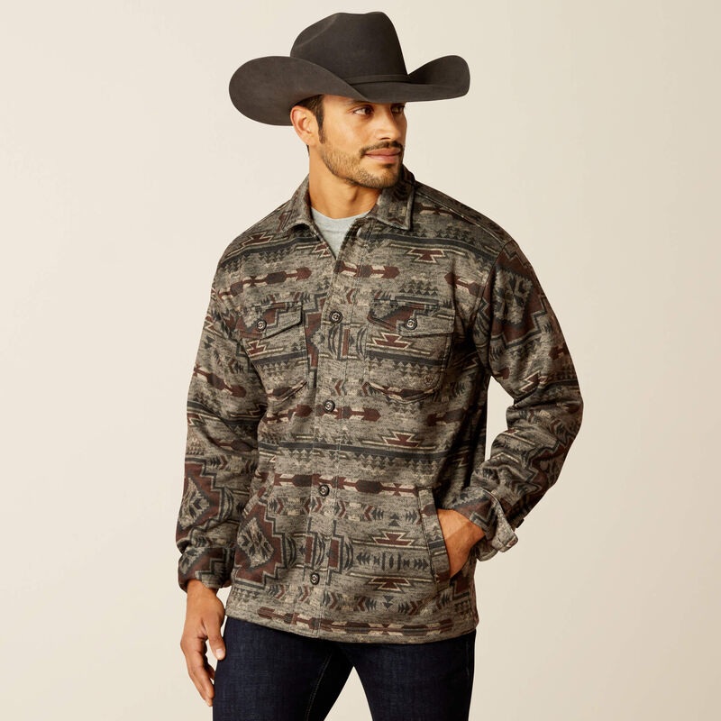 Men’s Caldwell Printed Shirt Jacket – Brindle