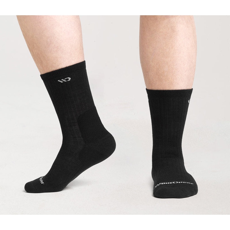 Men’s Solid Midweight Cushioned Micro Crew Sock – Black