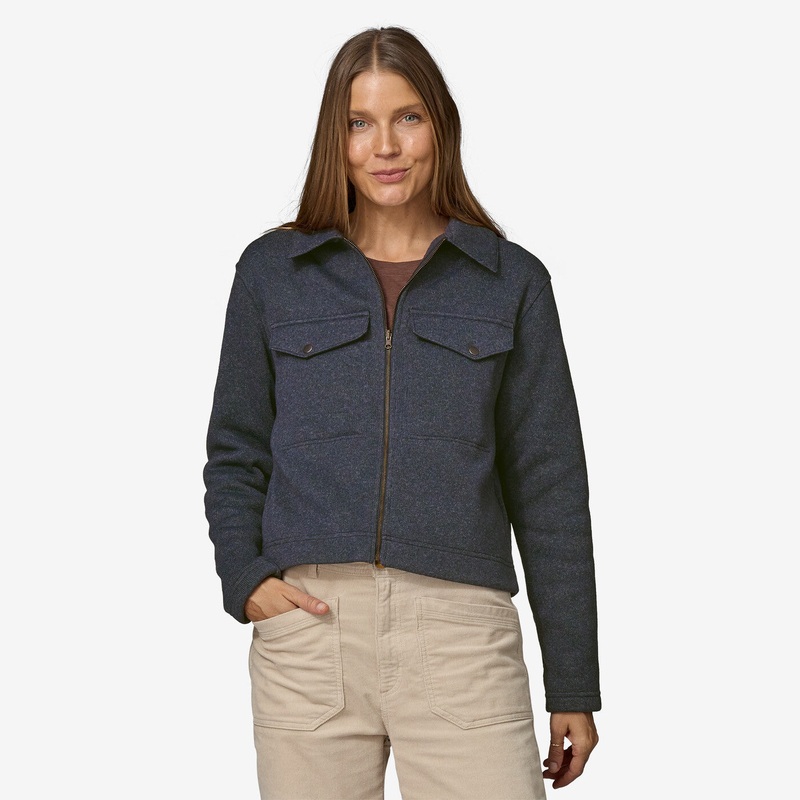 Women’s Better Sweater Zippered Fleece Chore Jacket – Pitch Blue